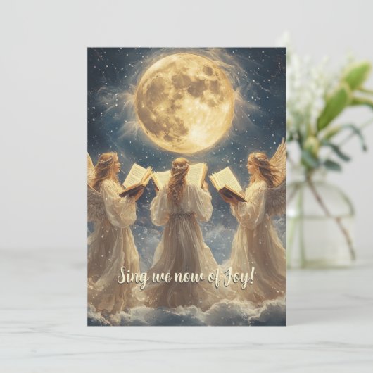 Drie Gouden Engelen Kerstkaart (Staand voorkant)