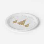 Drie Gouden Kerstbomen met Kerstmisgroet Papieren Bordje (Gekanteld)