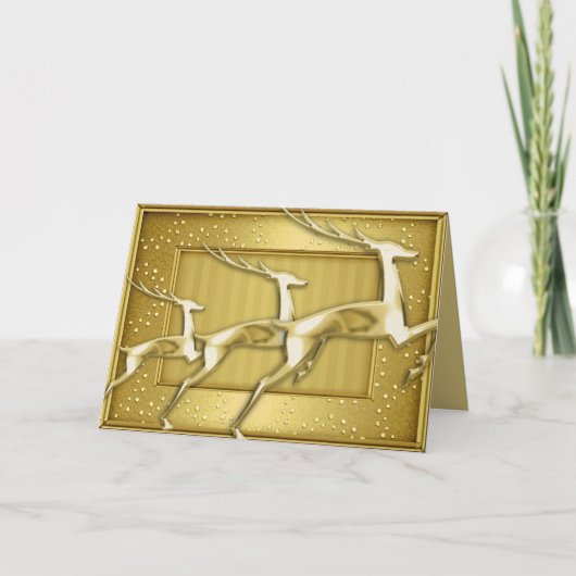 Drie gouden springherten feestdagen kaart (Voorkant)