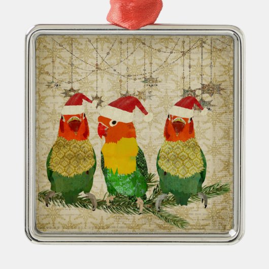 Drie Gouden Vogelversiering Metalen Ornament (Voorkant)