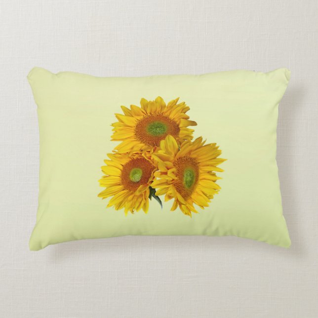 Drie gouden zonnebloemen accent kussen (Voorkant)