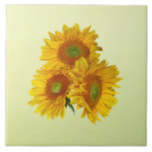 Drie gouden zonnebloemen tegeltje (Voorkant)