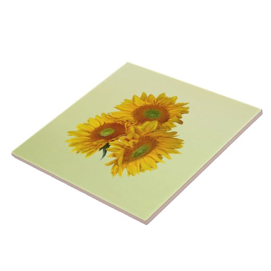 Drie gouden zonnebloemen tegeltje (Zijkant)