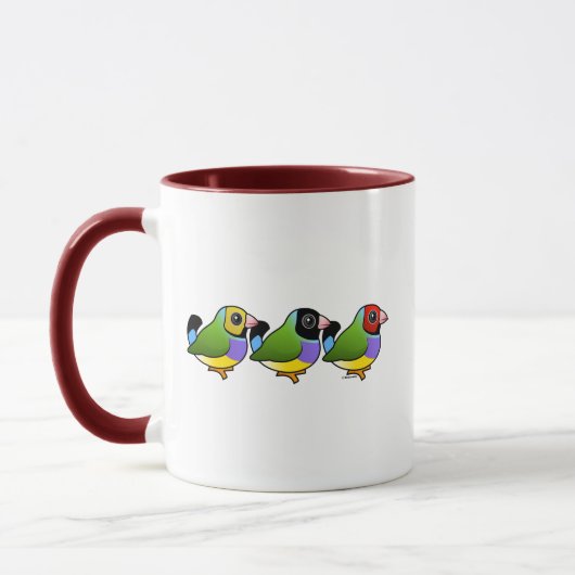 Drie Gouldian Finches Mok (Links)