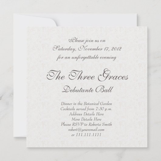 Drie Graces Debutante Cotillion Ball  Kaart (Achterkant)