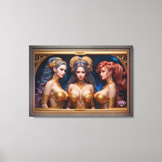 Drie Graces van de Griekse mythologie door Xzendor Canvas Afdruk (Voorkant)