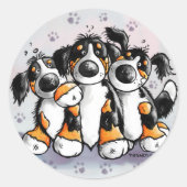 Drie Grappige Berner Berghonden Sticker (Voorkant)