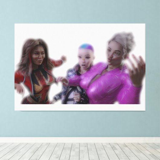 Drie Grappige Dames Canvas Afdruk (Insitu (Houten vloer))