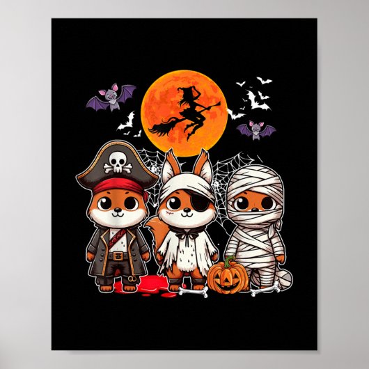 Drie Grappige Eekhoorns Kostuum Pirate Boo Mummy H Poster (Voorkant)
