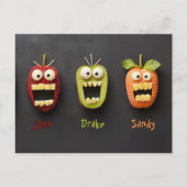 Drie grappige fruitgezichten briefkaart (Voorkant)
