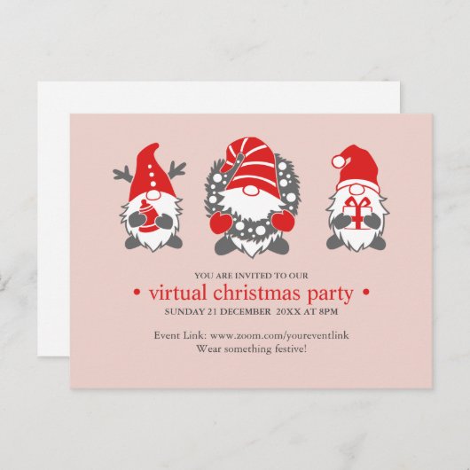 Drie grappige kabouters | Blush virtueel kerstfees Feestdagenkaart (Voorkant / Achterkant)