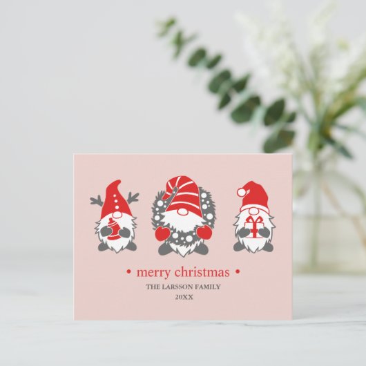 Drie grappige kabouters | Kerstvakantie Feestdagenkaart (Staand voorkant)