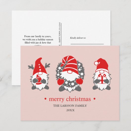 Drie grappige kabouters | Kerstvakantie Feestdagenkaart (Voorkant / Achterkant)