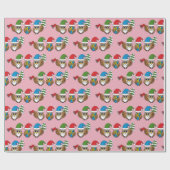 Drie grappige kerstkoepels cadeaupapier (Vlak)