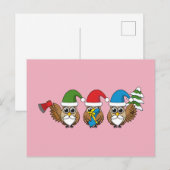 Drie grappige kerstkoepels feestdagenkaart (Voorkant / Achterkant)