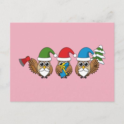 Drie grappige kerstkoepels feestdagenkaart (Voorkant)