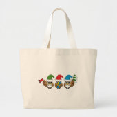 Drie grappige kerstkoepels grote tote bag (Voorkant)