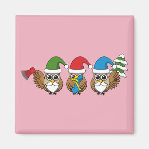 Drie grappige kerstkoepels magneet