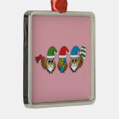 Drie grappige kerstkoepels metalen ornament (Rechts)