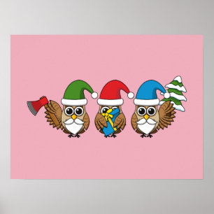 Drie grappige kerstkoepels poster