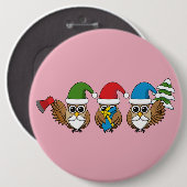 Drie grappige kerstkoepels ronde button 6,0 cm (Voorkant /achterkant)