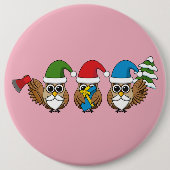 Drie grappige kerstkoepels ronde button 6,0 cm (Voorkant)