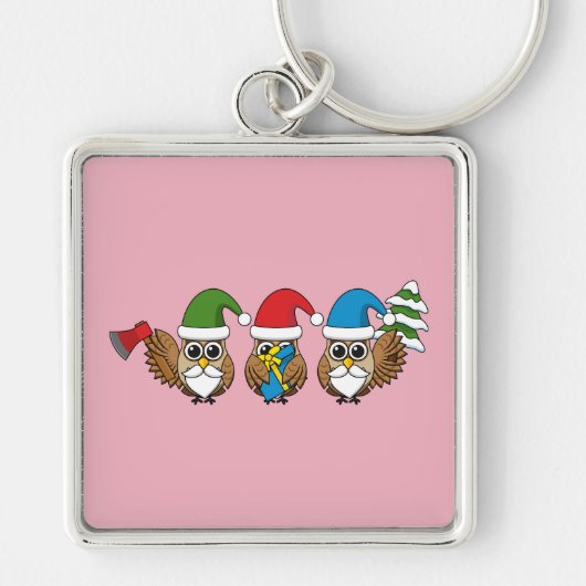 Drie grappige kerstkoepels sleutelhanger (Voorkant)