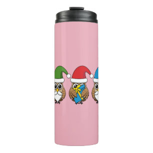 Drie grappige kerstkoepels thermosbeker