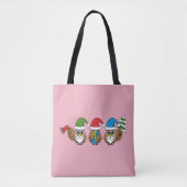 Drie grappige kerstkoepels tote bag (Voorkant)