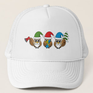 Drie grappige kerstkoepels trucker pet