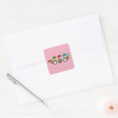 Drie grappige kerstkoepels vierkante sticker (Envelop)