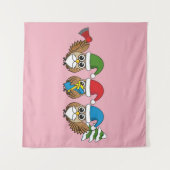 Drie grappige kerstkoepels wandkleed (Voorkant (horizontaal))