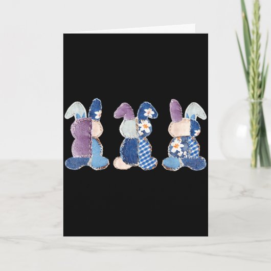 Drie grappige konijnen patchwork eieren konijn gel kaart (Voorkant)