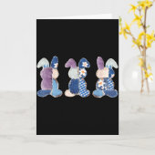 Drie grappige konijnen patchwork eieren konijn gel kaart (Gele Bloem)
