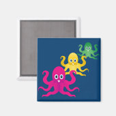 Drie grappige octopieën magneet (Voorkant / Achterkant)