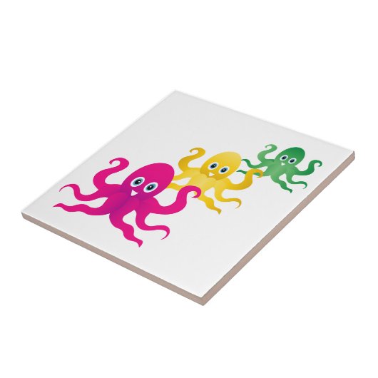 Drie grappige octopieën tegeltje (Zijkant)