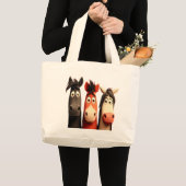 Drie grappige paarden grote tote bag (Voorkant (product))