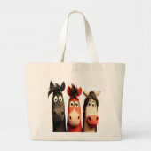 Drie grappige paarden grote tote bag (Voorkant)