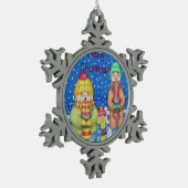 drie grappige sneeuwscènes van carol tin sneeuwvlok ornament (Links)