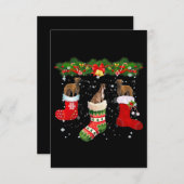 Drie Greyhound Dog in Sock-kerstkerstkerstkerstker Bedankkaart (Voorkant / Achterkant)