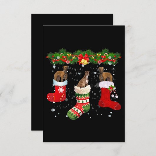 Drie Greyhound Dog in Sock-kerstkerstkerstkerstker Bedankkaart (Voorkant / Achterkant)