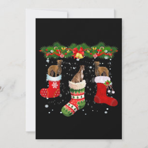Drie Greyhound Dog in Sock-kerstkerstkerstkerstker Feestdagenkaart