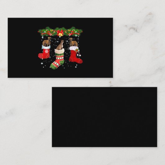 Drie Greyhound Dog in Sock-kerstkerstkerstkerstker Visitekaartje (Voorkant / Achterkant)
