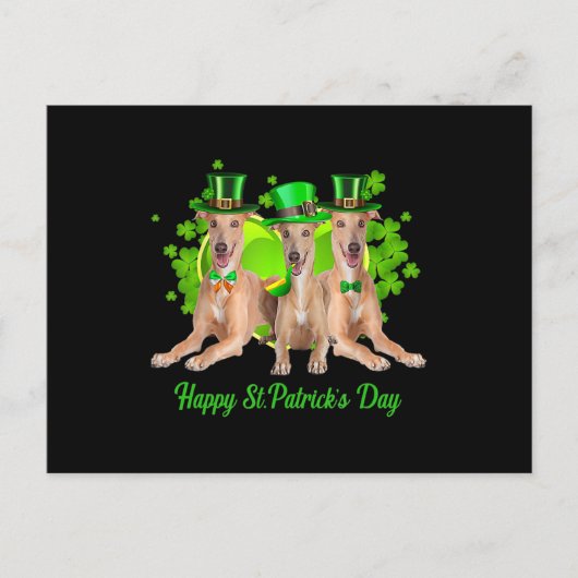 Drie Greyhound Dogs Happy Stpatricks Day Gift Feestdagenkaart (Voorkant)