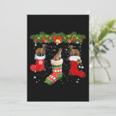 Drie Greyhound-hond in sokker Kerstman Feestdagenkaart (Staand voorkant)