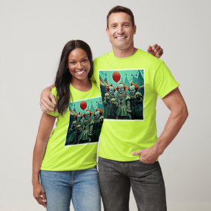 Drie griezelige clowns Schedel Angst Design T-shirt