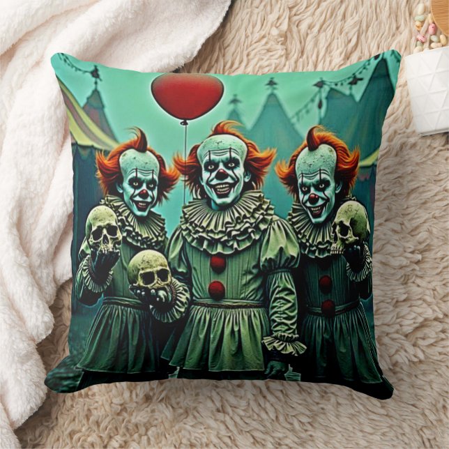 Drie griezelige clowns schedel angst ontwerp kussen (Deken)