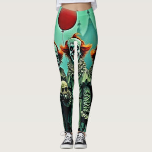 Drie griezelige clowns schedel angst ontwerp leggings