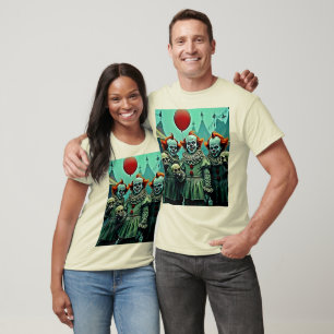 Drie griezelige clowns schedel angst ontwerp t-shirt