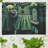 Drie griezelige clowns schedel angst ontwerp theedoek (Gevouwen)